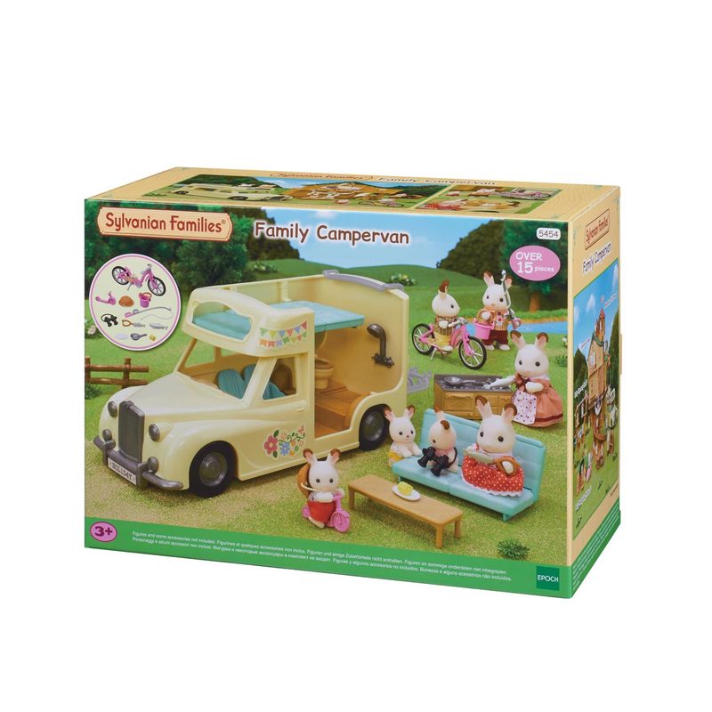 Camping car Sylvanian Family + La Famille Lapin Crème + Tricycle